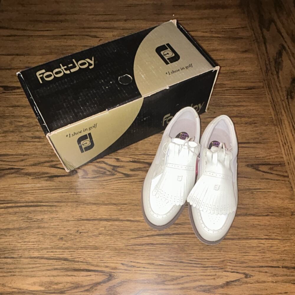 FootJoy Europa Collection 98910 Women's Golf Shoes White Leather US 5.5N Spikes